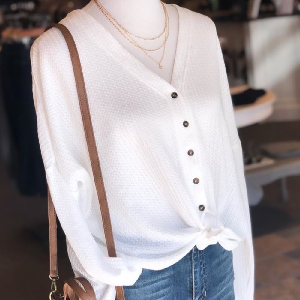 White Tie Front Top